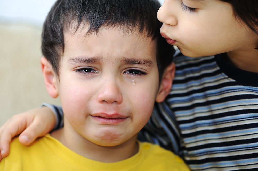 Crying kid, emotional scene